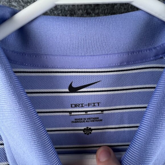 Nike Golf Men’s Striped Blue White Medium Pullover Short Sleeve Polo Adult Golf - Picture 8 of 9